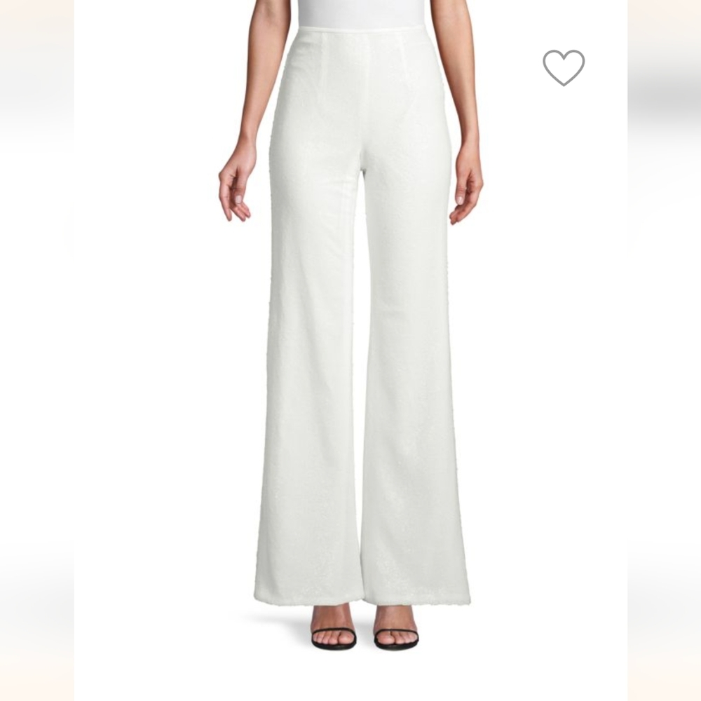 Black Halo Wide Leg Sequined White pants